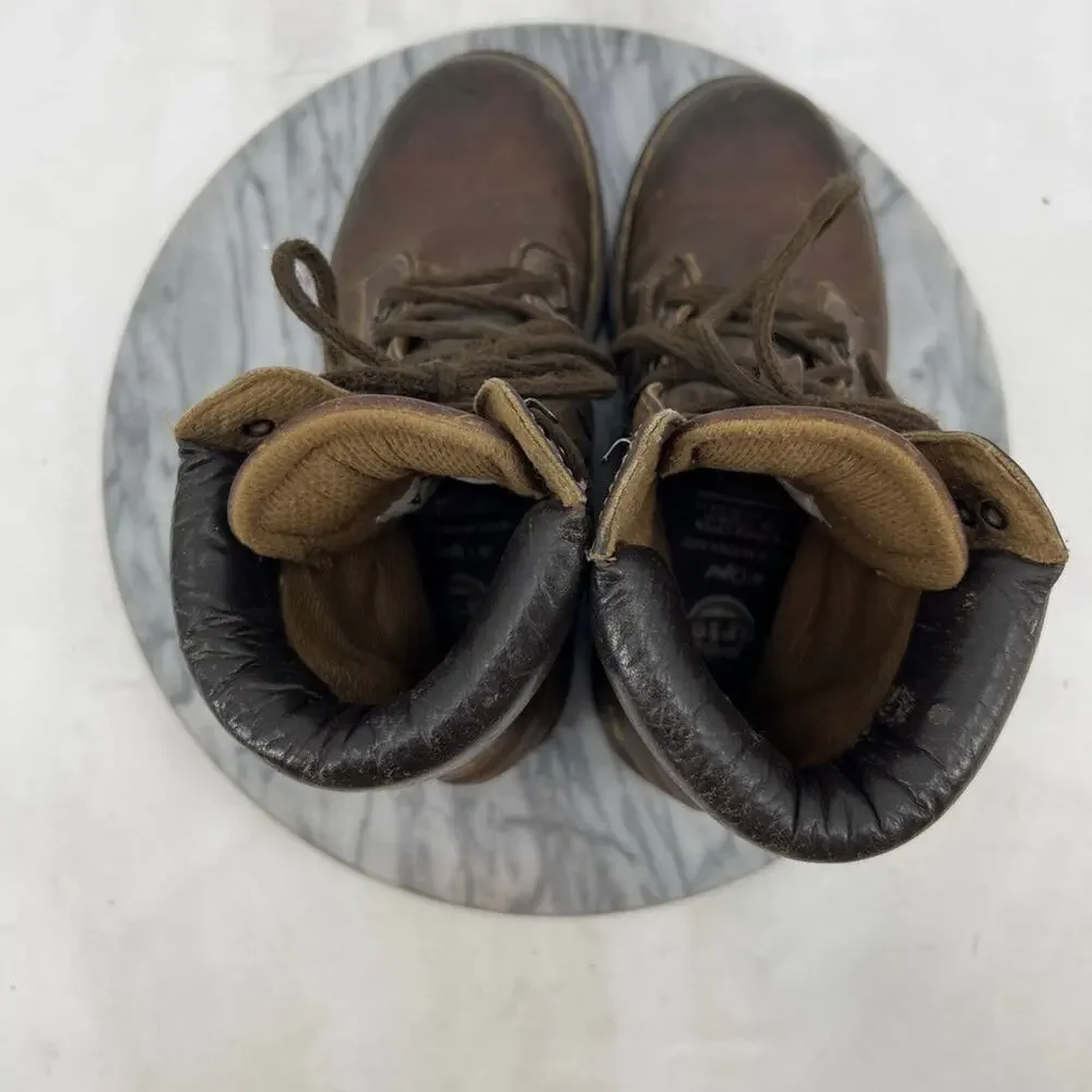 Vintage Dr Martens Mens 5 Boots Brown Leather Steel Toe High Top Made England